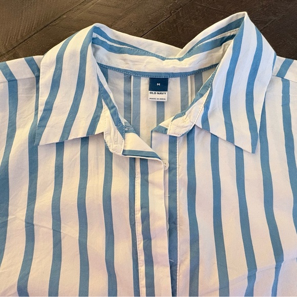 Old Navy Blue & White Striped Shirt Dress – Size Medium – New Without Tags - Picture 2 of 5